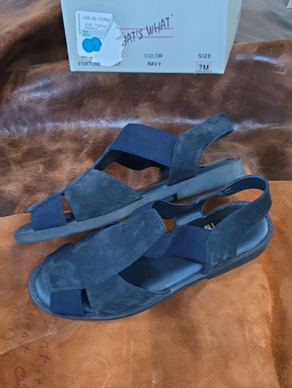 Womens Size 7 Navy Suede Slingback Sandals